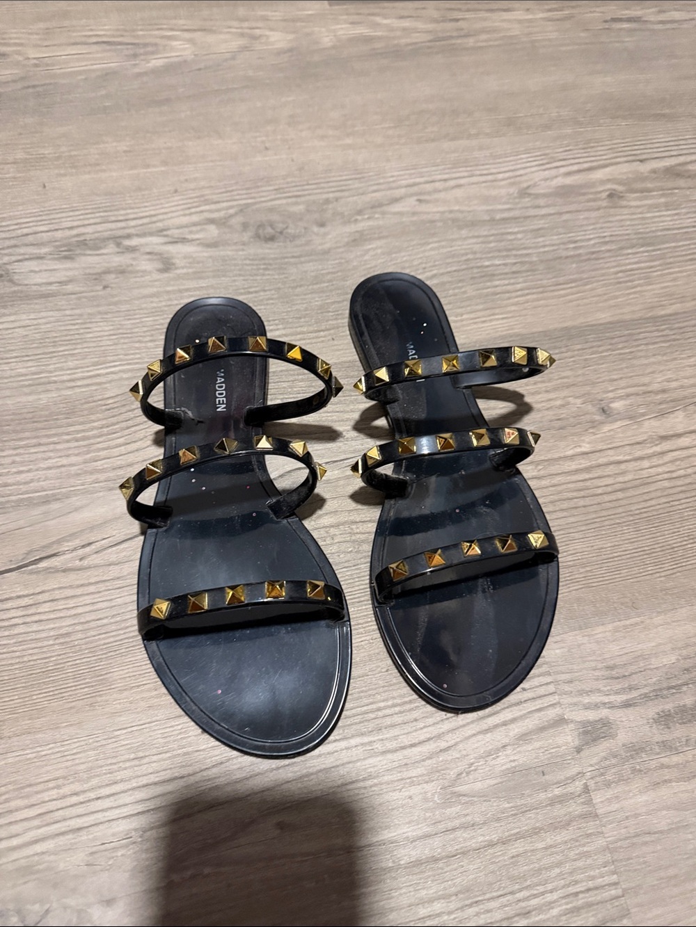6.5 Black Studded Slide Sandals -